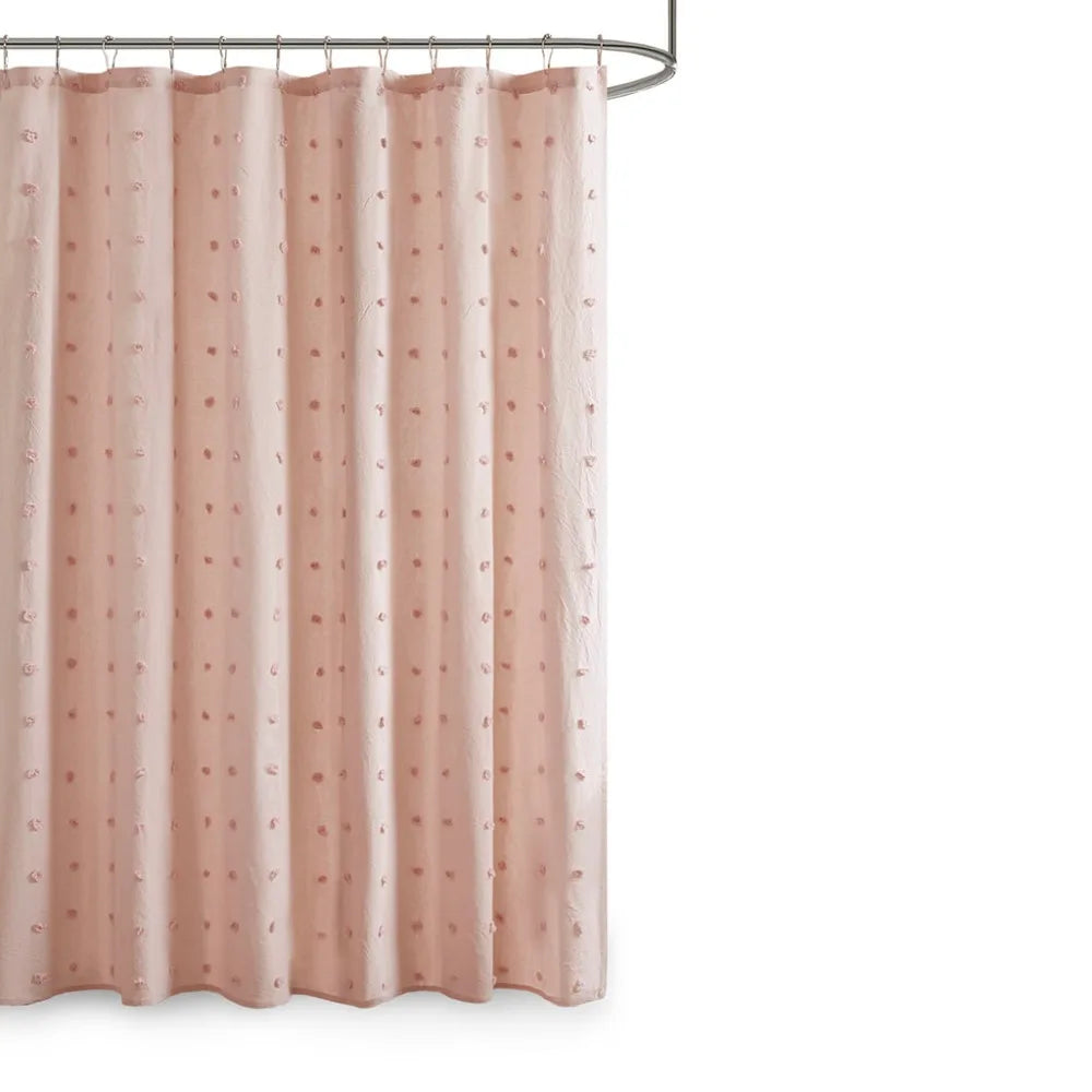 Bathroom Products Cotton Jacquard Pom Pom Shower Curtain