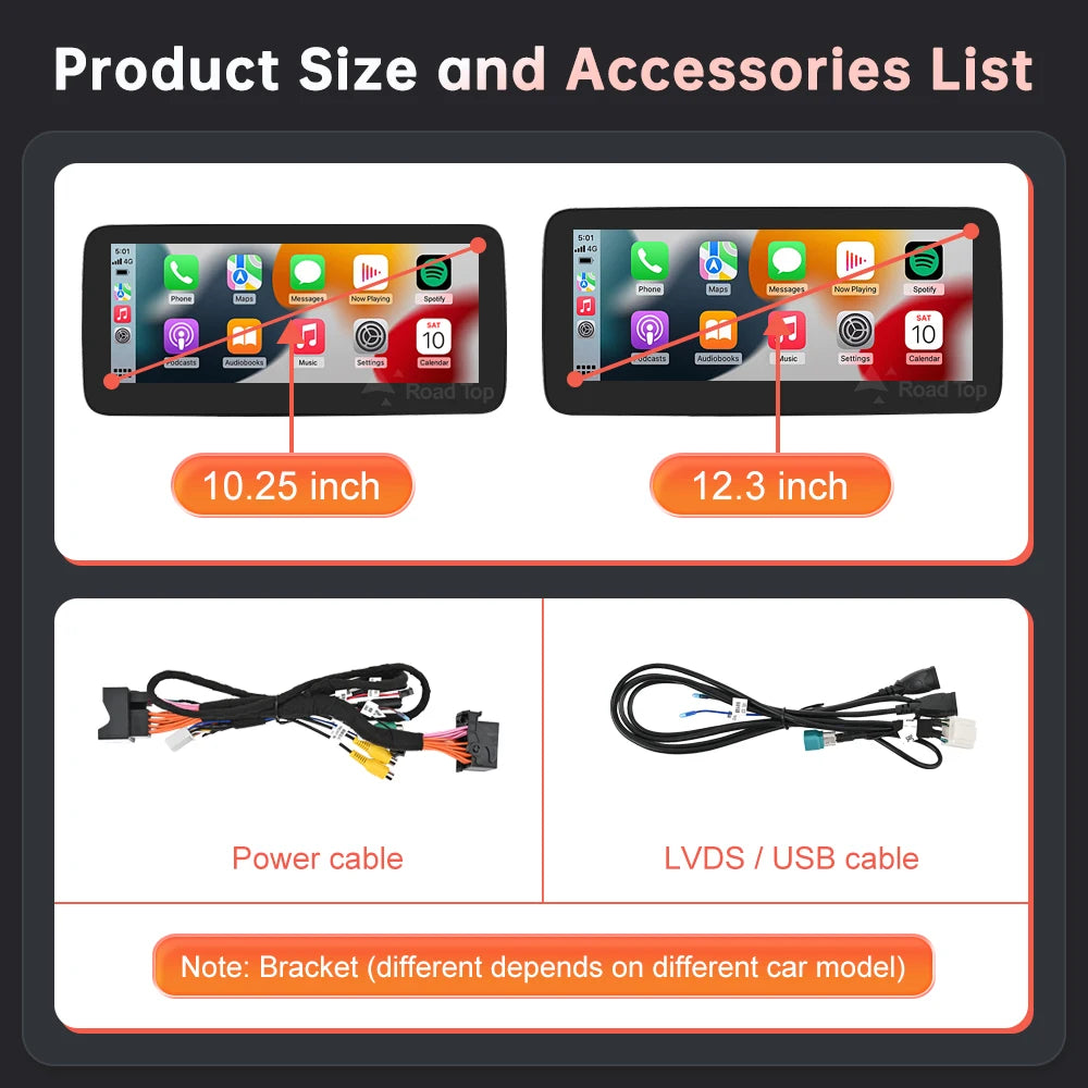 RoadTop Wireless CarPlay Android Auto Car Multimedia Display For Mercedes-Benz CLA GLA A Class W176 2016-2018 NTG5.0 TouchScreen