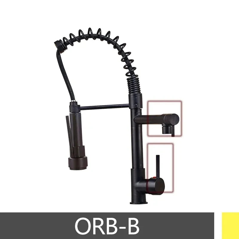 Popular Kitchen Spring Sink Faucet Rose Gold Color New Matching Hot Cold Bath Mixer Tap Modern Free Rotation Pull Down Spout