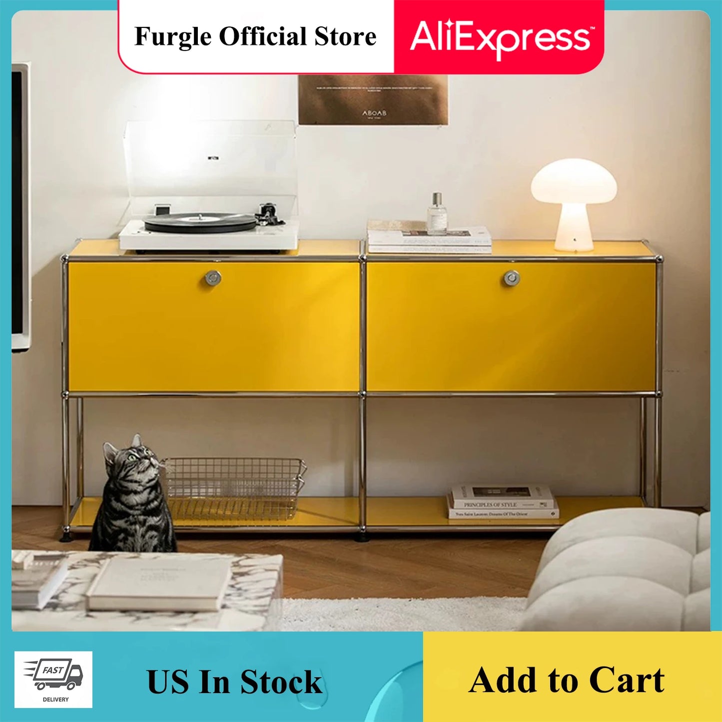 Furgle Modern Storage Cabinet Free Standing Organizer