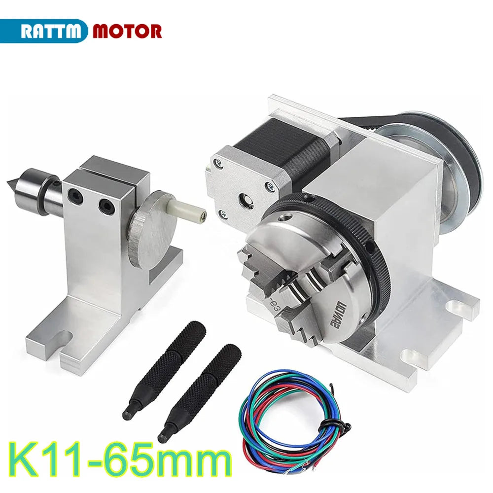 【EU US】CNC Lathe Kit Fourth 4th A Rotary axis K11-65mm / K12-65mm With 3 4 Jaws Chuck