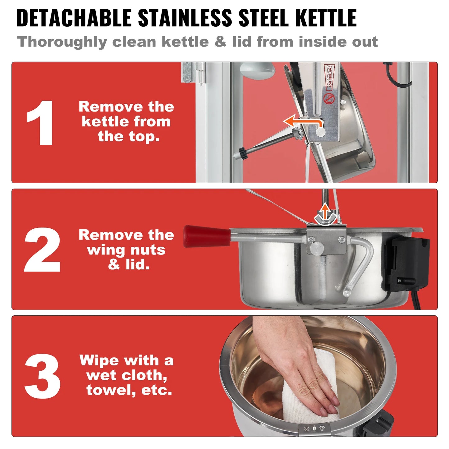 SucceBuy Popcorn Maker Popcorn Popper Machine 8 Oz 12 Oz Kettle Makes 48 or 80 Cups per Batch Countertop Popcorn Maker