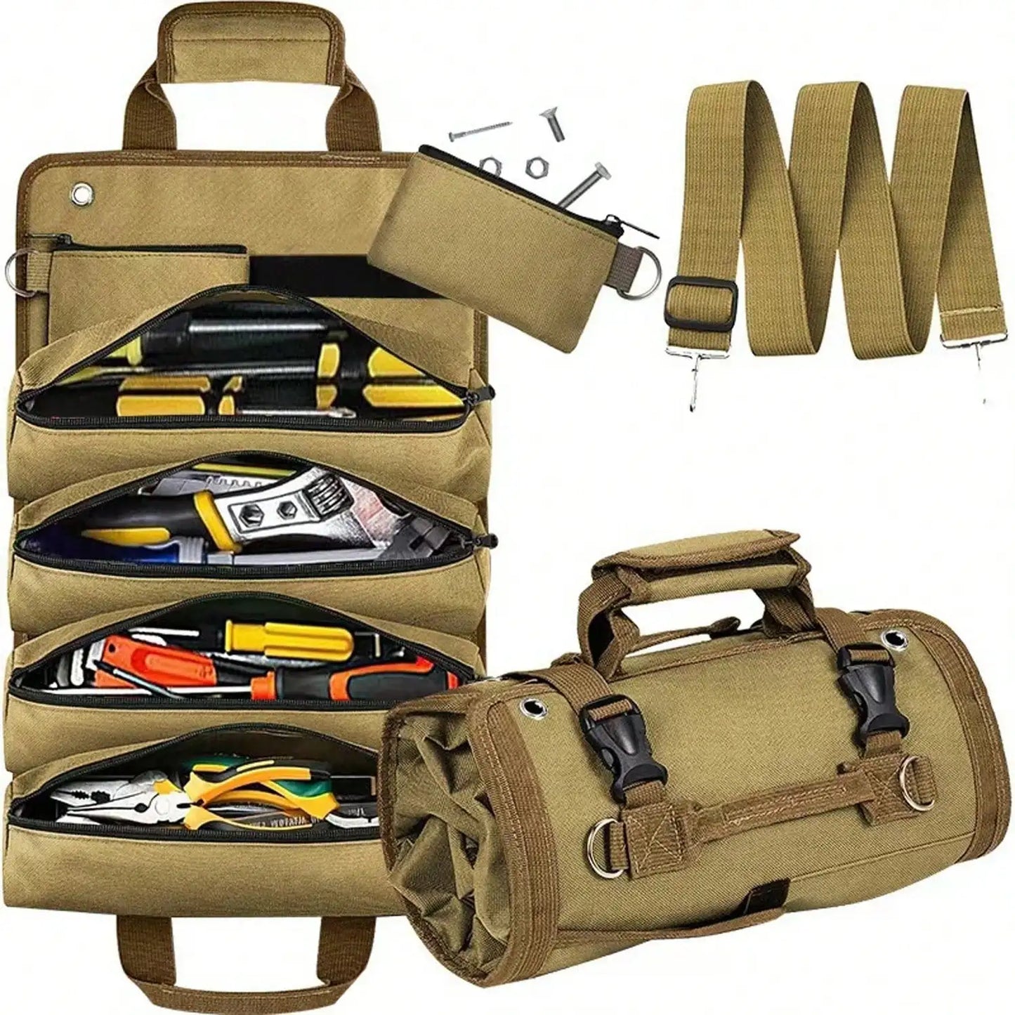 Tool Roll Bag Oxford Cloth, Roll Bag Storage Bag, Hardware Tool Storage Bag, With Removable Tool Bag, Waterproof, Waterproof