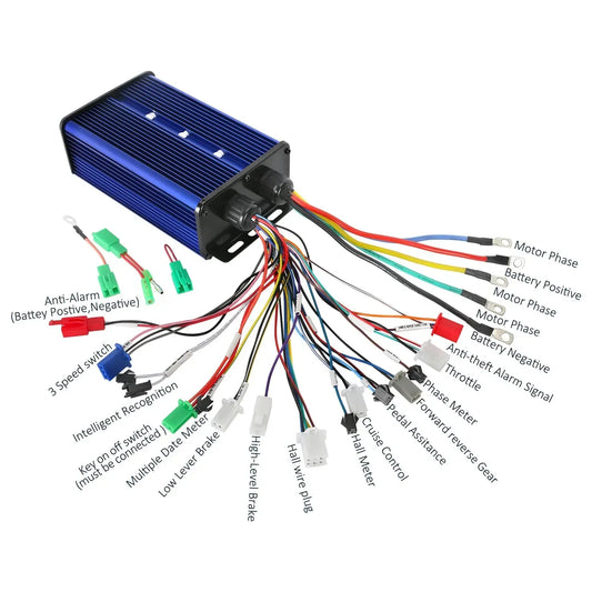 36V/42V/48V/52V/58V/60V/64V/72V/84V  60A Brushless Motor Controller Display Wiring Electric Bike Scooter Go Kart Parts