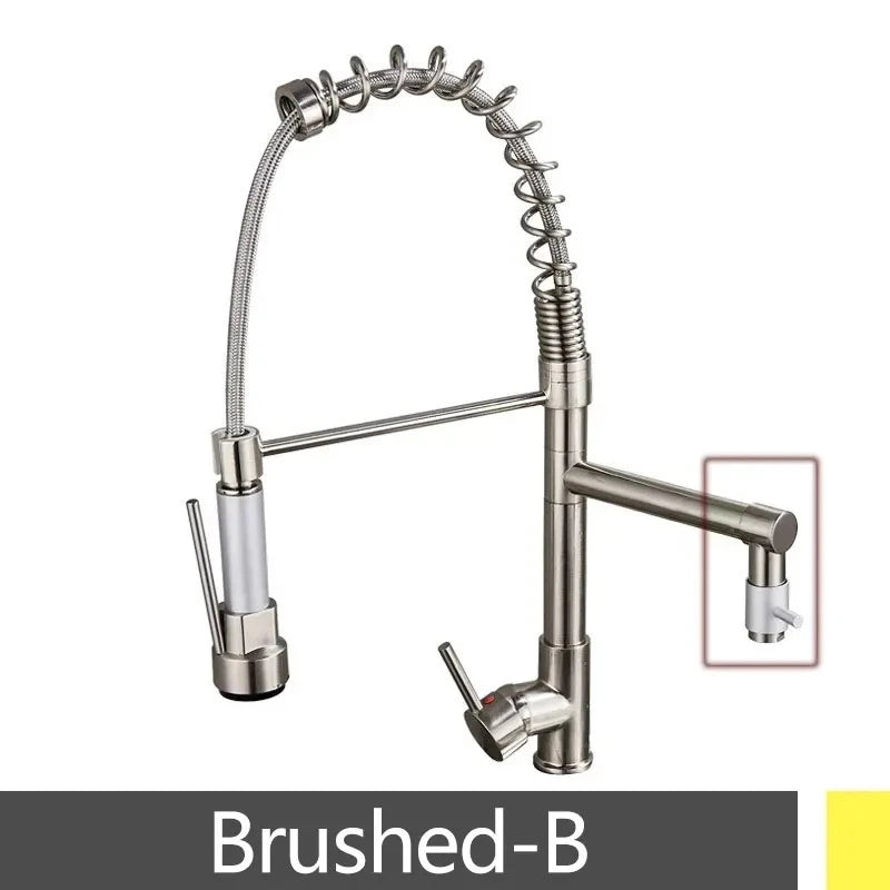 Popular Kitchen Spring Sink Faucet Rose Gold Color New Matching Hot Cold Bath Mixer Tap Modern Free Rotation Pull Down Spout