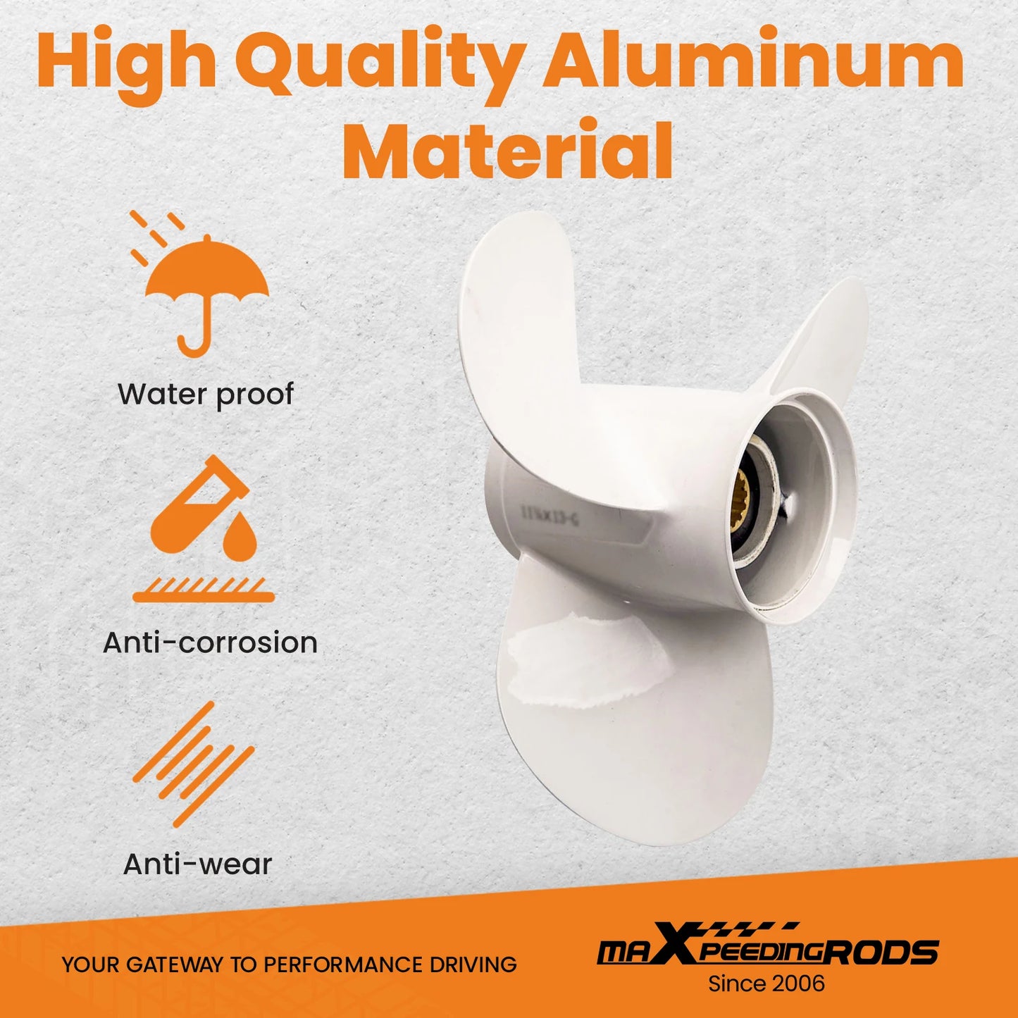 Boat Propeller for Yamaha 30hp Motor 11 1/8x13-G 3 Blade Aluminum 69W-45945-00-00 200340TLRB