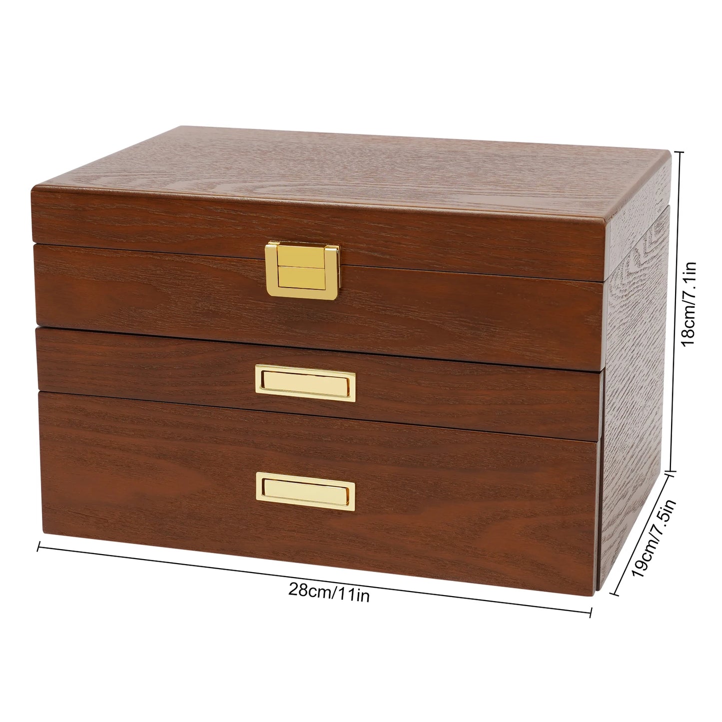 Black Walnut /Brown / White Wood Organizer Jewelry and Watch Display Case Storage Box Convenient