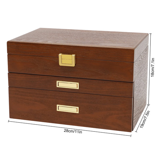 Black Walnut /Brown / White Wood Organizer Jewelry and Watch Display Case Storage Box Convenient