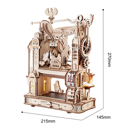 Robotime rokr 3D Wooden Puzzle Model Kits Classic Printing Press Mechanical Gears for Adults
