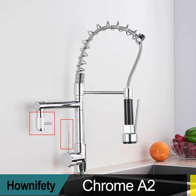 Popular Kitchen Spring Sink Faucet Rose Gold Color New Matching Hot Cold Bath Mixer Tap Modern Free Rotation Pull Down Spout