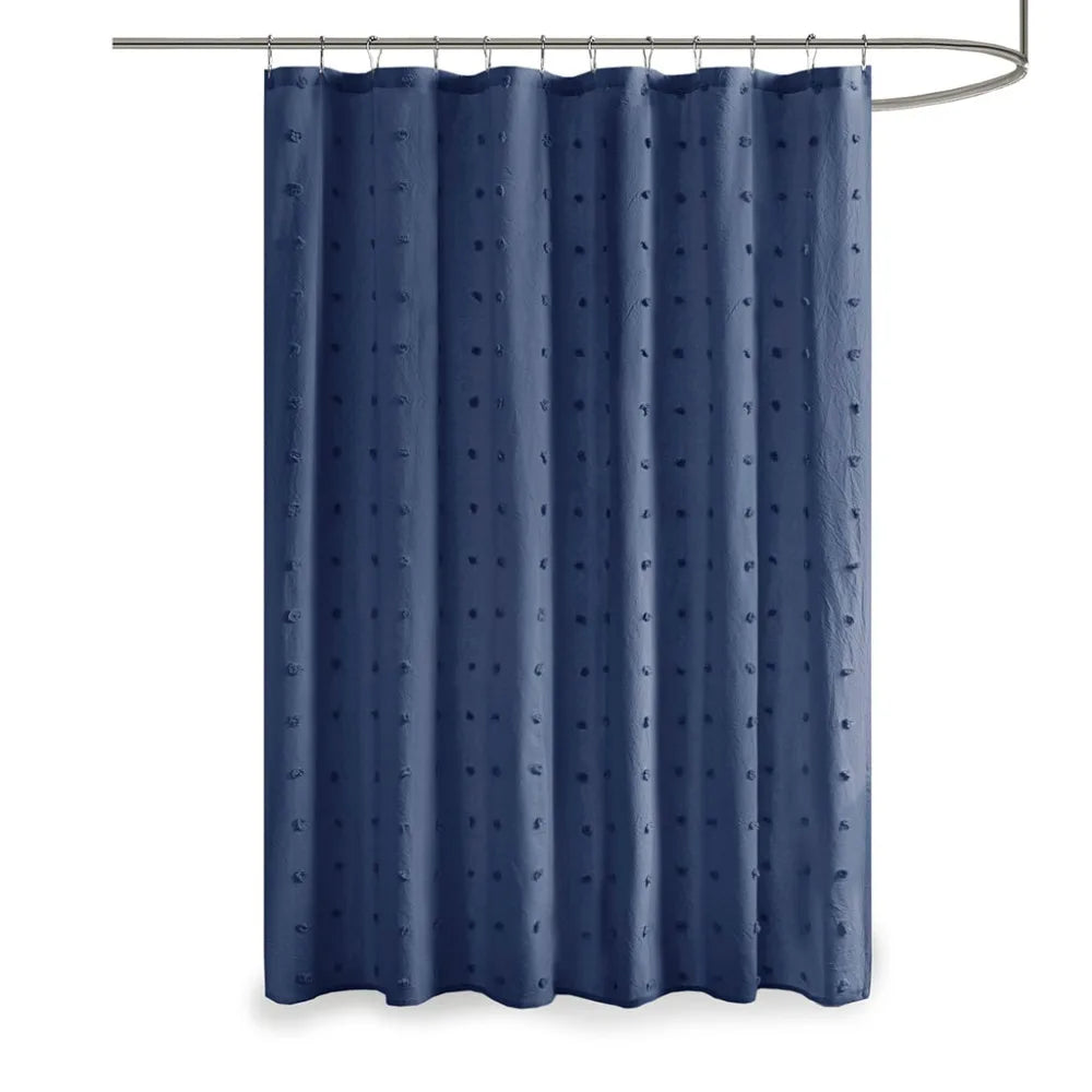 Bathroom Products Cotton Jacquard Pom Pom Shower Curtain
