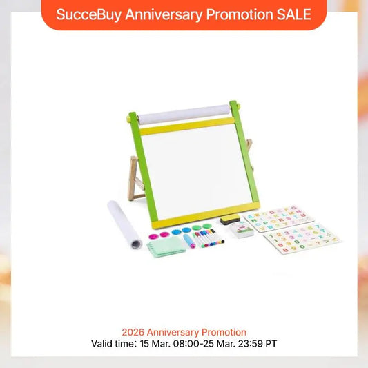 SucceBuy Tabletop Children Magnetic Drawing Board 3-in-1 Double-Sided Wooden Kids Art Easel with Painting Accessories for Girls