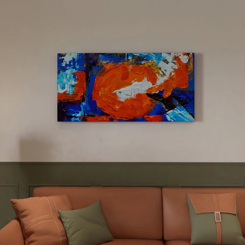 Abstract sun pattern canvas print with 1.5 inch thick pine frame interior vintage classic art trim