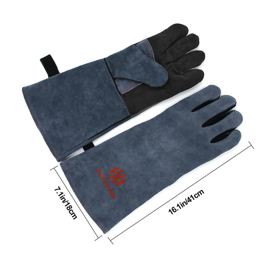 16 Inch Welding Gloves For Welder Work Gloves Thick Cow Split Leather Heat Resistant Oven BBQ Gloves For Grill Heat Insulation