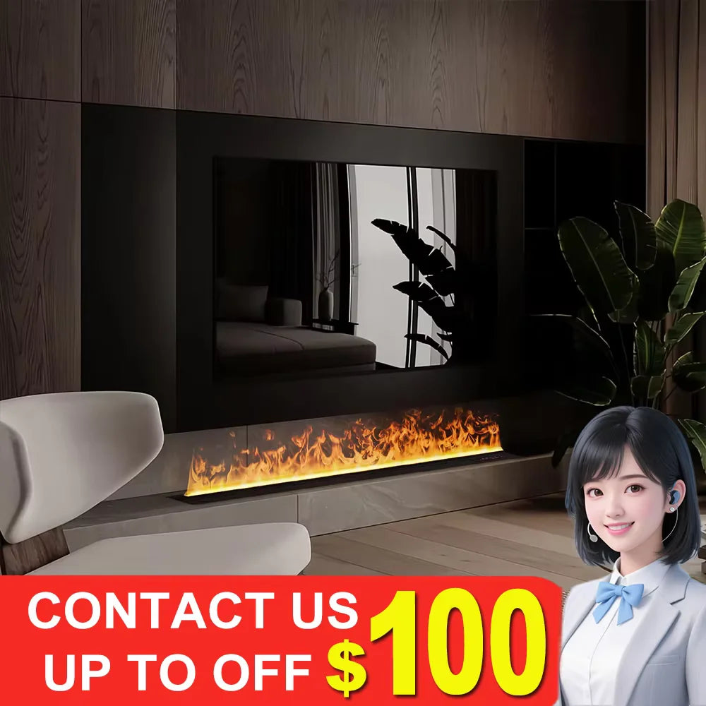 Smart water vapor fireplace, 3D flame effect, Tuya APP control,simulated burning wood sound, environmentally friendly humidifier