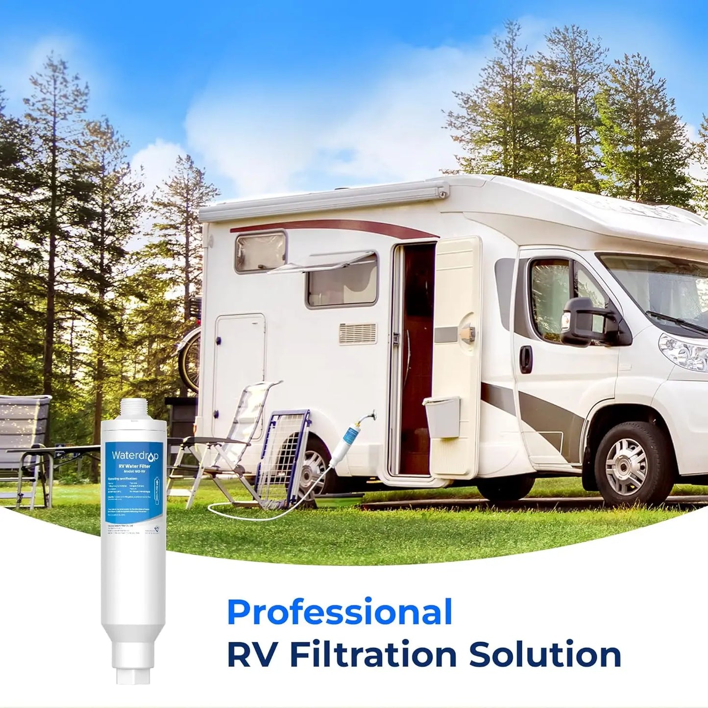 Waterdrop RV/Marine Water Filter, Camper Water Filter, NSF Certified, Inline Water Filter for RV, Garden Hose Filter