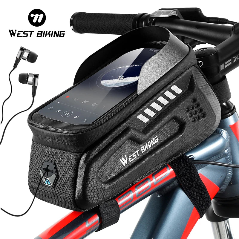WEST BIKING Waterproof Bicycle Bag Quality EVA Front Frame Cycling Phone Bag Sensitive Touch Screen MTB Road Bike Pannier Bag