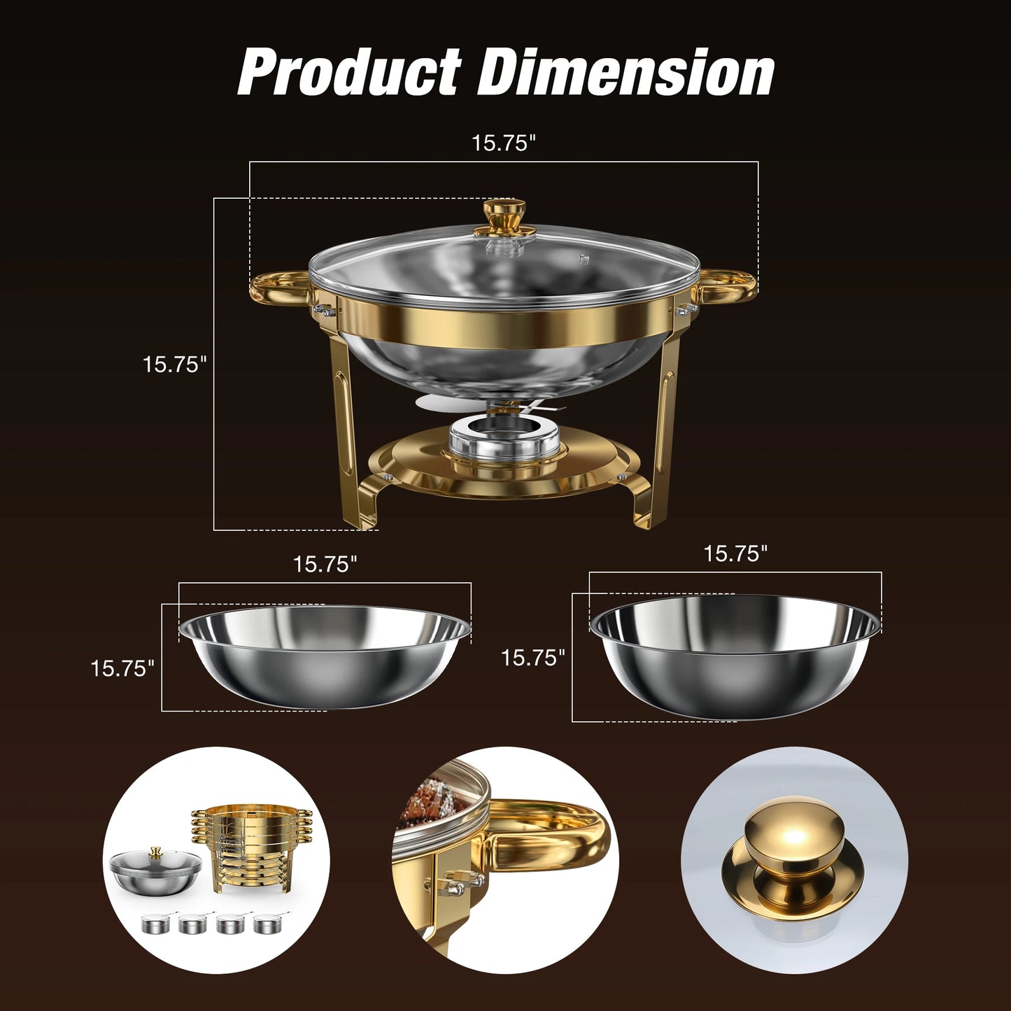 Chafing Dishes Buffet Set For Parties Round Stainless Steel Warmer
