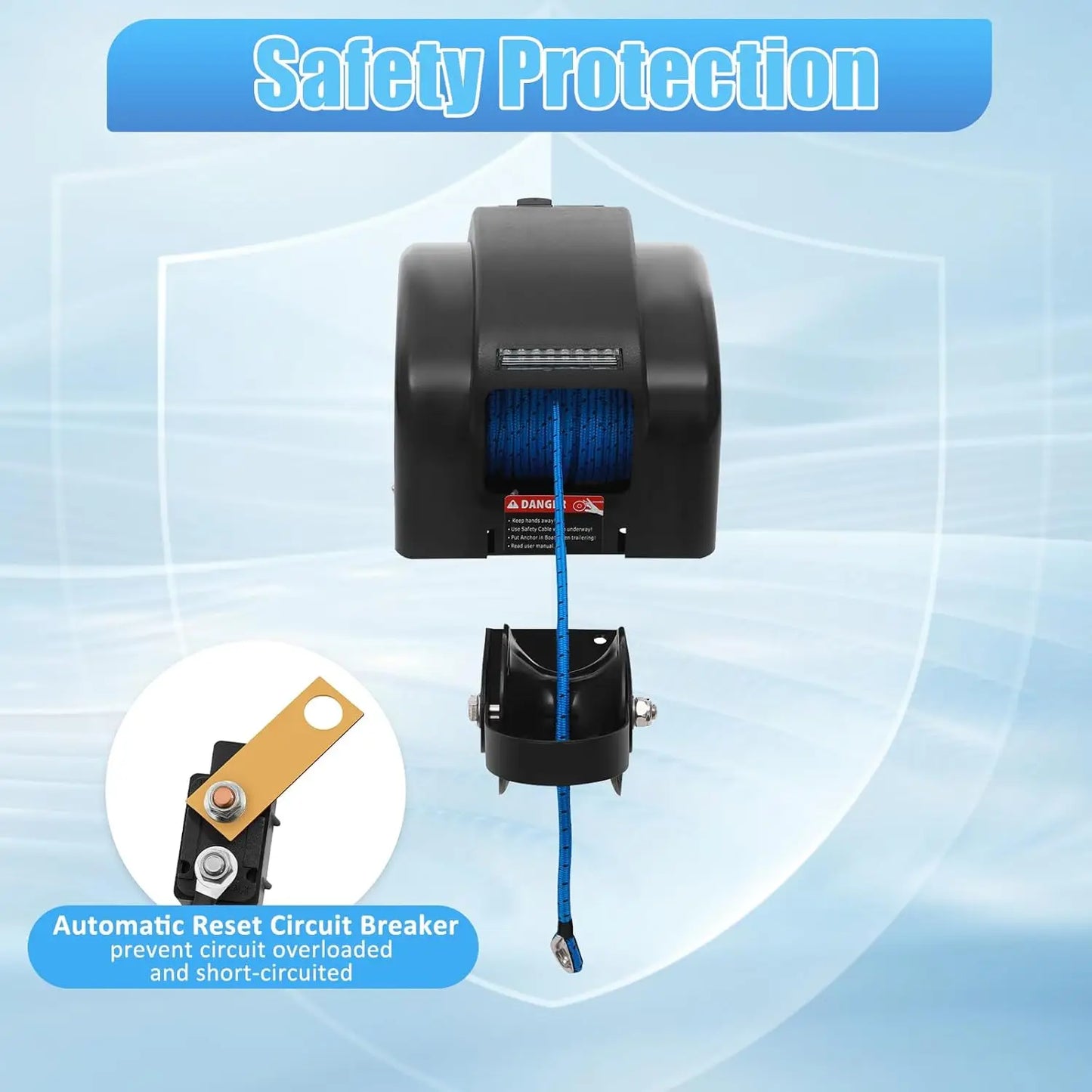 Electric Boat Anchor Winch Kit 12V with 100ft Anchor Rope Remote Control Heavy Duty Towing Winches for 24ft Fishing Boat