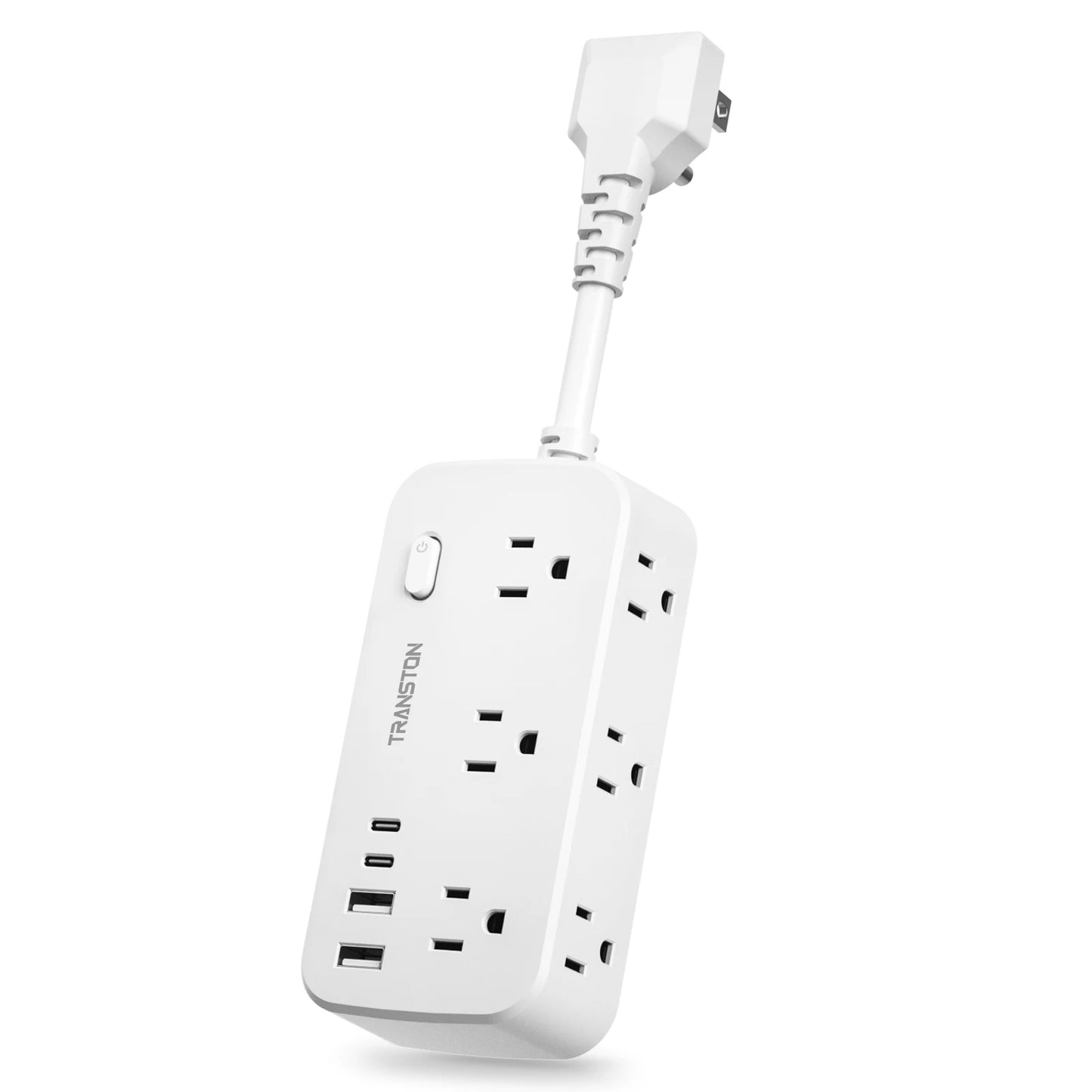 power strip surge protector with 6 AC Outlets,2 USB & 2 USB-C Fast Charging Ports,10 in 1,45°tilt plug,Advanced Protection for