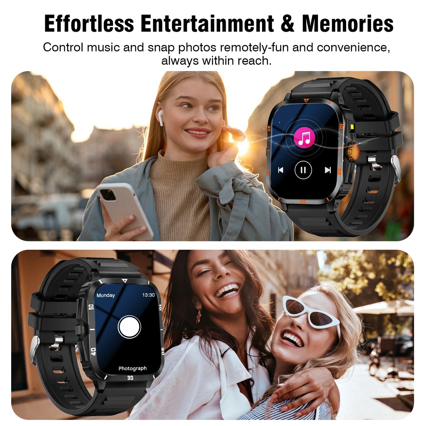 2025 Men's Smart Watch with Wireless Calling, Dual Straps (Stainless Steel+Silicone), Step Counter Flashlight & Message Reminder