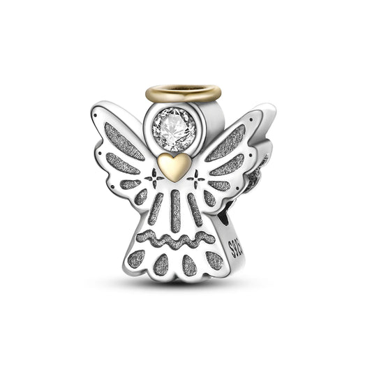 PANPOKI Cute Angel Zircon Mosaic Pendant 925 Silver Charms Fit Original Bracelet Necklace Charm Beads DIY Jewelry Gifts