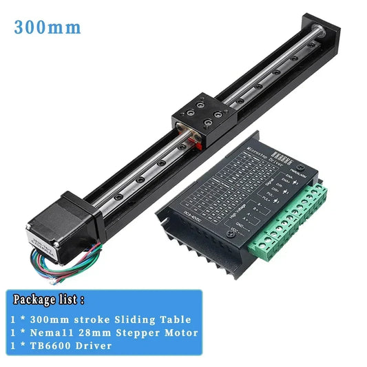 Mini T-type Sliding Table Linear Rail Stage 50/100/200/300mm Stroke Trapezoidal screw Stepper Motor for XYZ Axis CNC 3D Printer