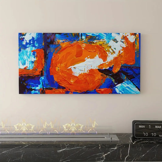 Abstract sun pattern canvas print with 1.5 inch thick pine frame interior vintage classic art trim