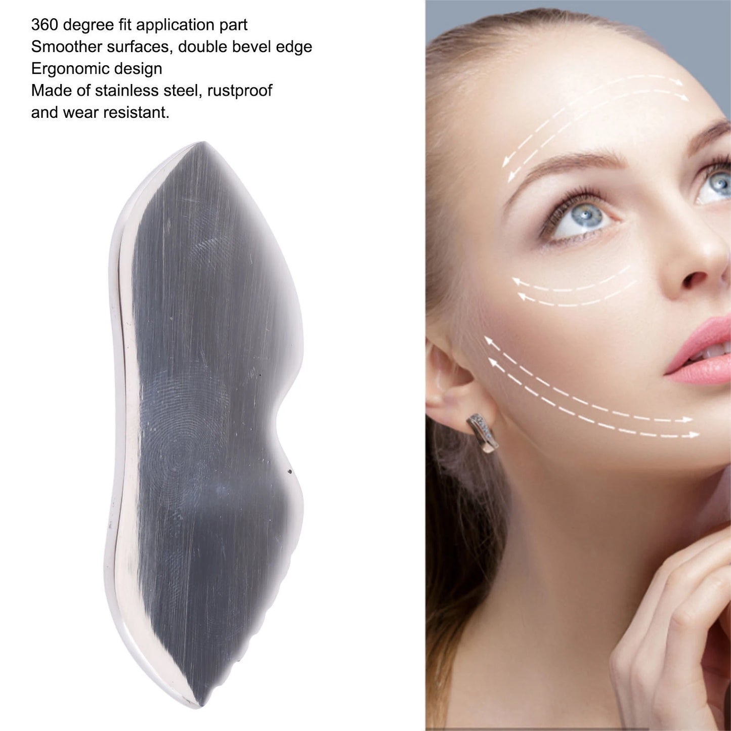 Gua Sha Massage Board Comb Edge 304 Stainless Steel Smoother Surfaces Gua Sha Tool for Soft Tissue Pain Relief Body Care