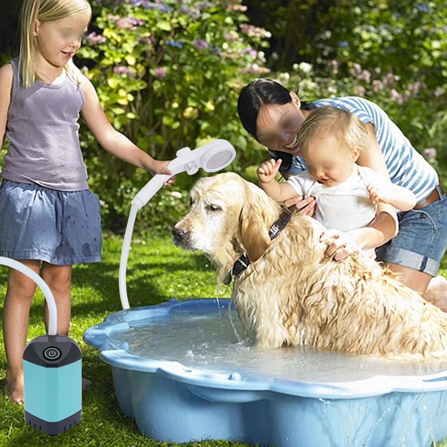 Outdoor Portable Camping Shower Electric Shower Pump Waterproof with Digital Display for Hiking Travel Beach Pet Watering