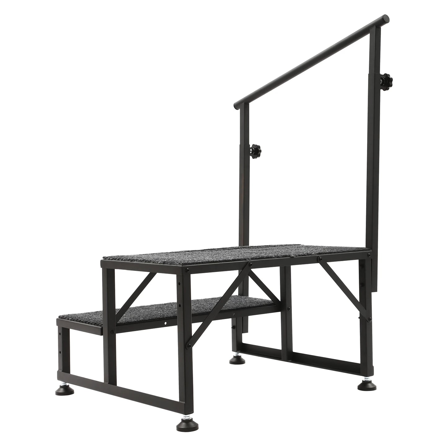 2-Step RV Stairs with Handrails, Adjustable Foot Pads, Soft Cushions, and High Load Capacity of 450lbs, Ideal for Elderly and